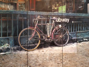 Robert Mielenhausen. 23rd Street Station Triptych. 60 x 80 inches. mixed-media on board