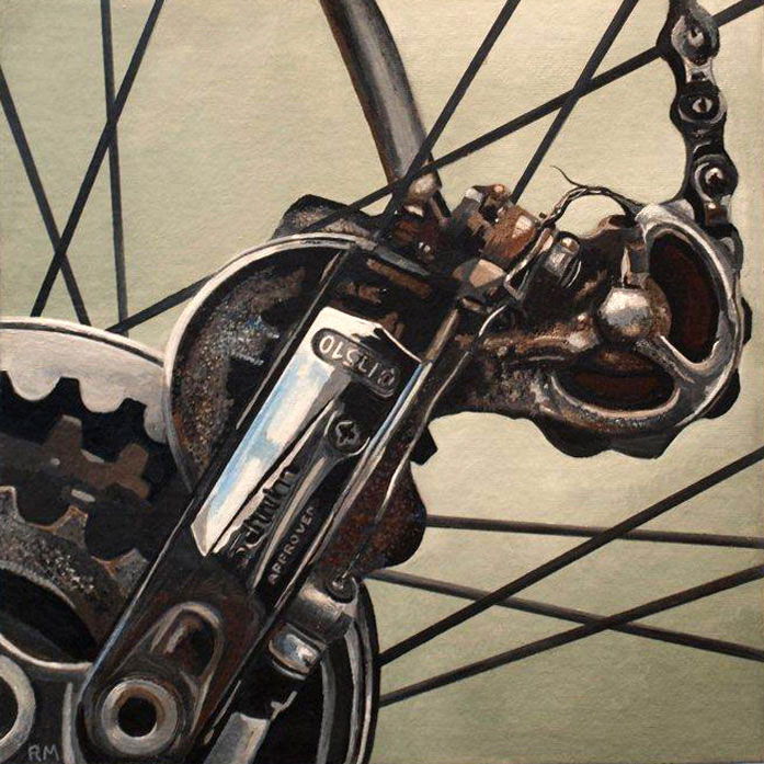 Robert Mielenhausen, Bike Fragment, 2014. 12 x 12 inches. Acrylic on Canvas. Private Collection.