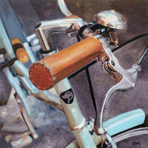 Robert Mielenhausen, Bike Fragment 21, 2014. 10 x 10 inches. Acrylic on Canvas.