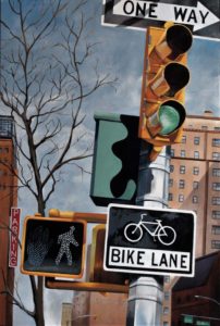 Robert Mielenhausen, Bike Lane, 36” x 24” acrylic on canvas