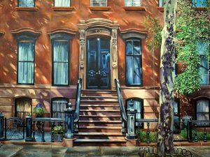 Charles Street, 61 x78 inches. Triptych, Acrylic on board. (Private Collection) Brooklyn NY